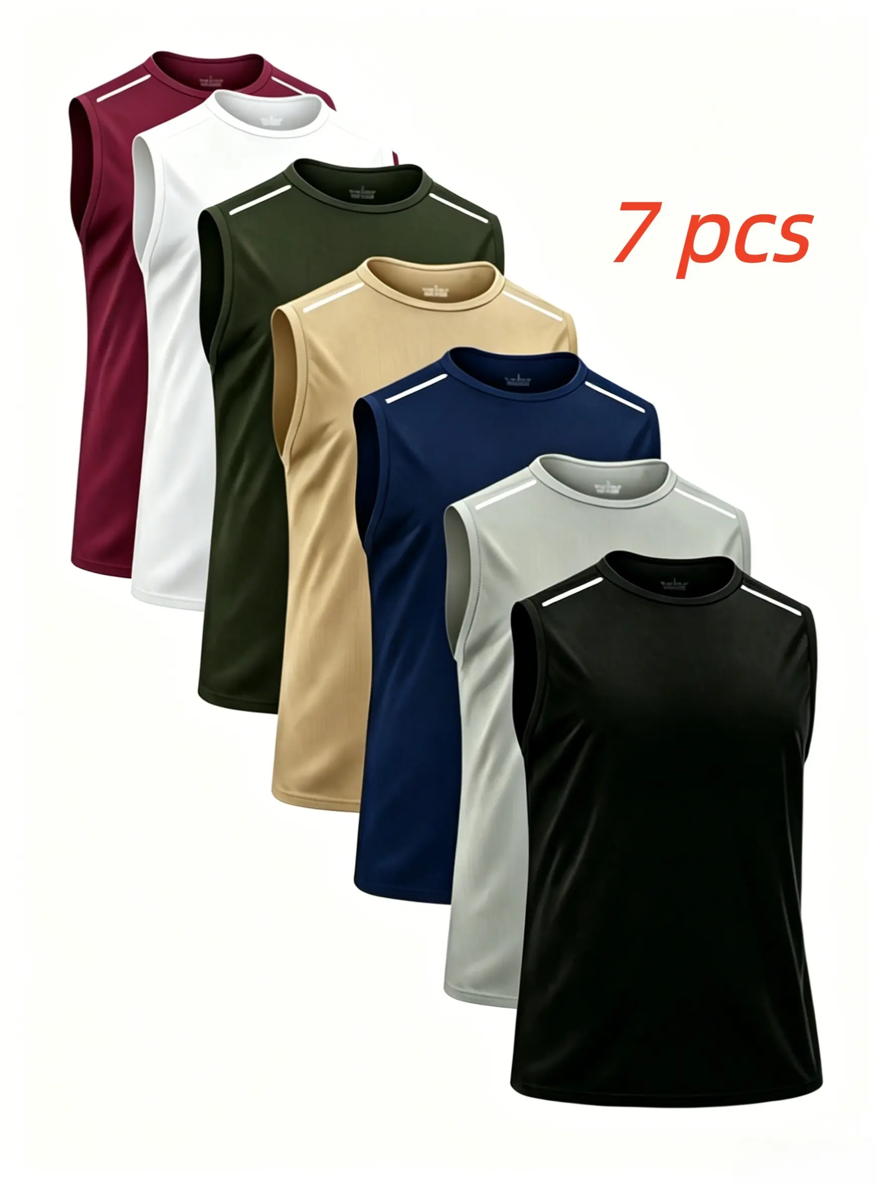 5Pcs Men’s Quick Dry Athletic Tank Tops, Breathable Stretch Sleeveless Shirts for Gym Workout Training, Loose Fit Round Neck  Sports Vests, Lightweight Summer Casual Sleeveless Tees for Outdoor Activities Fitness, Breathable  Sleeveless Workout Tank Tops
