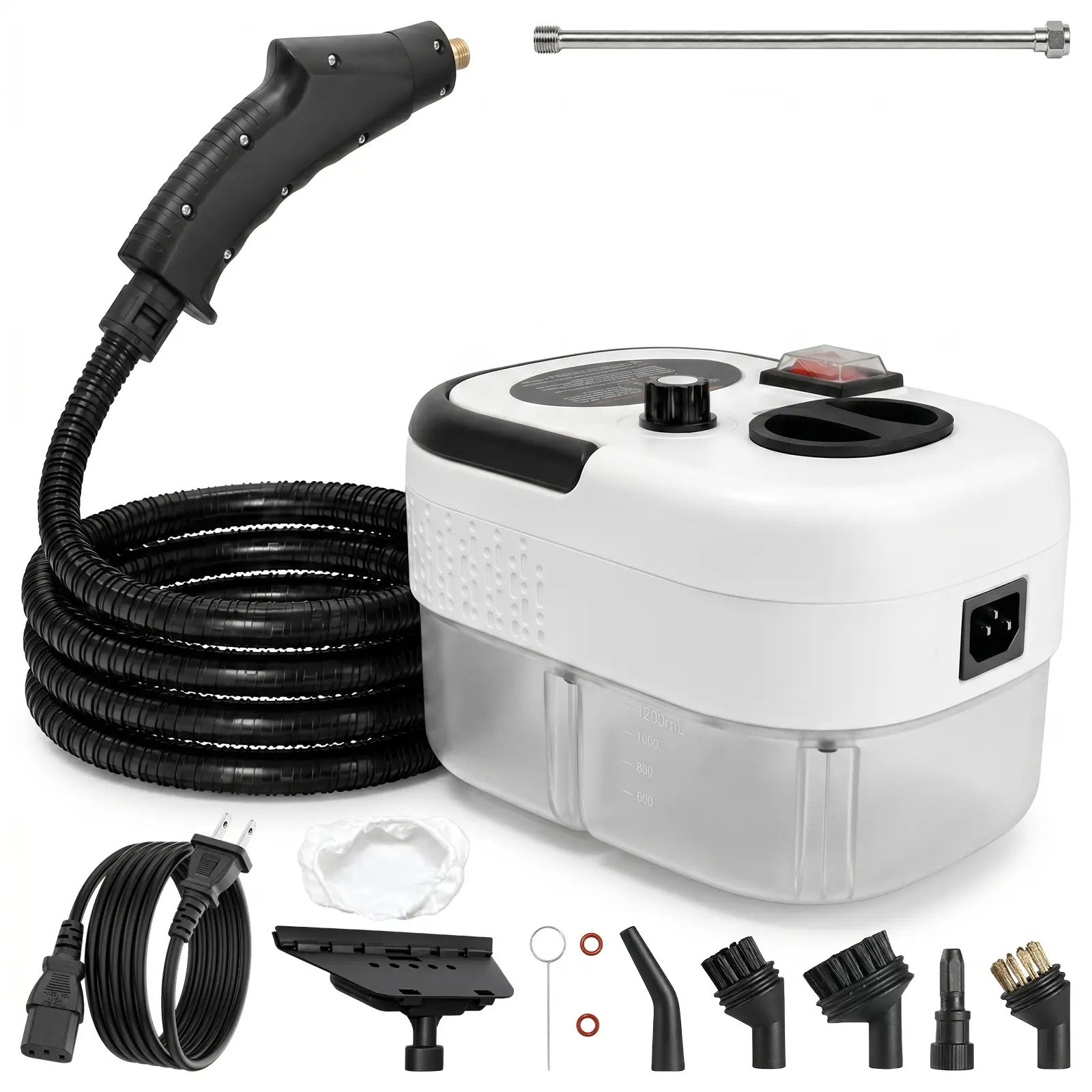 2500W High Pressure Steam Cleaner, 212°F Portable Handheld Steam Cleaner with 1200ML Water Tank, Adjustable Steam, 10 Accessories for Kitchen, Bathroom, Floor, Grout, Car & Upholstery