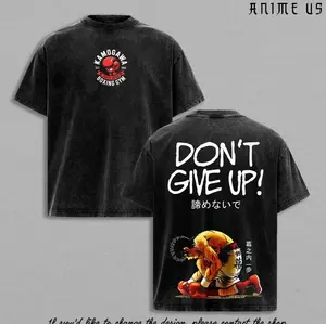 Kamogawa Boxing Gym Boxing Anime T-Shirt – Vintage Washed Ippo Inspired Tee, Don’t Give Up Fighter Graphic Shirt, Oversized Soft Cotton Streetwear, Unisex Casual Apparel BCT