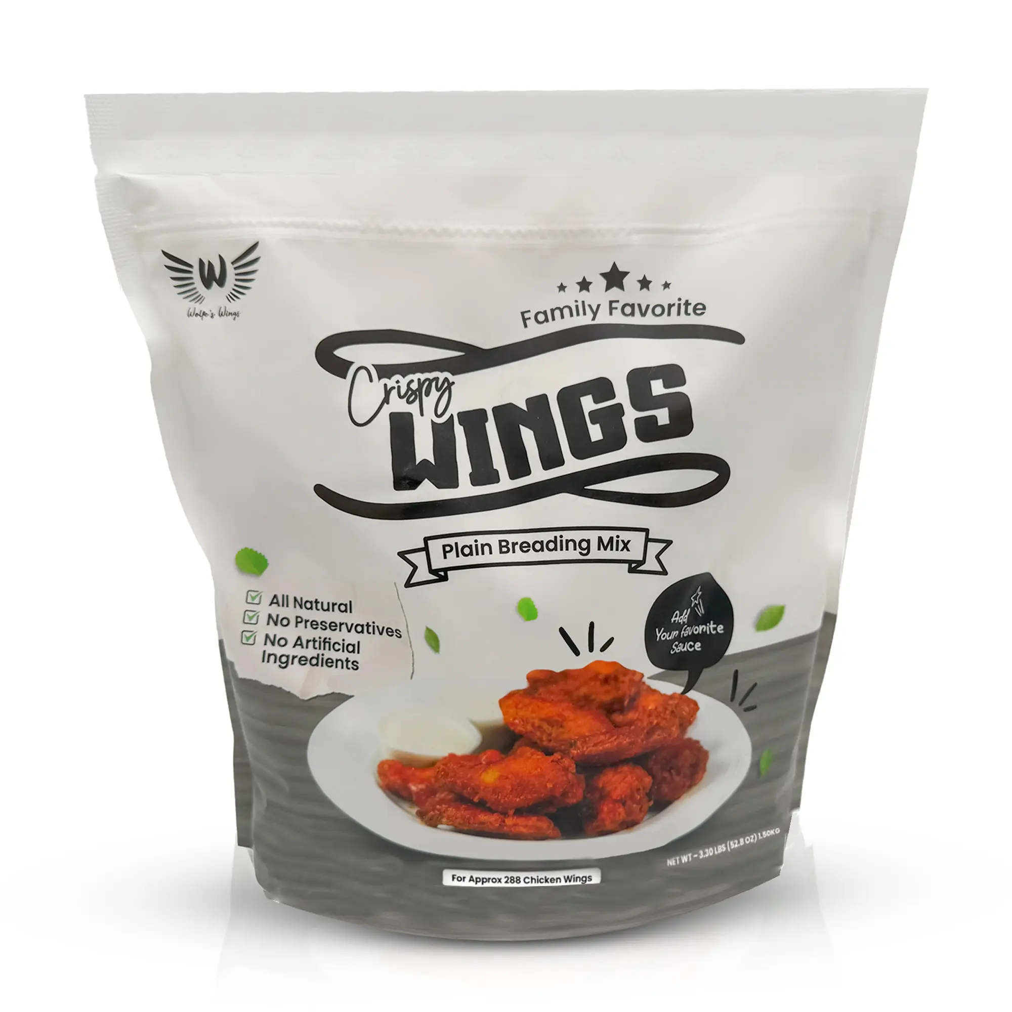 Chicken Fry Mix - 100% Natural Crispy Wing Mix - Not For Oven Baking - Makes Approx 288 Wings- 52.8Oz