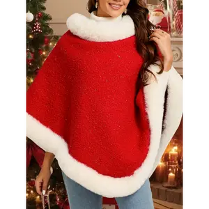 ChromaChic LEE Womens Red White Winter Coat Faux Fur Collar Thickened Warm Design For Christmas New Year Parties