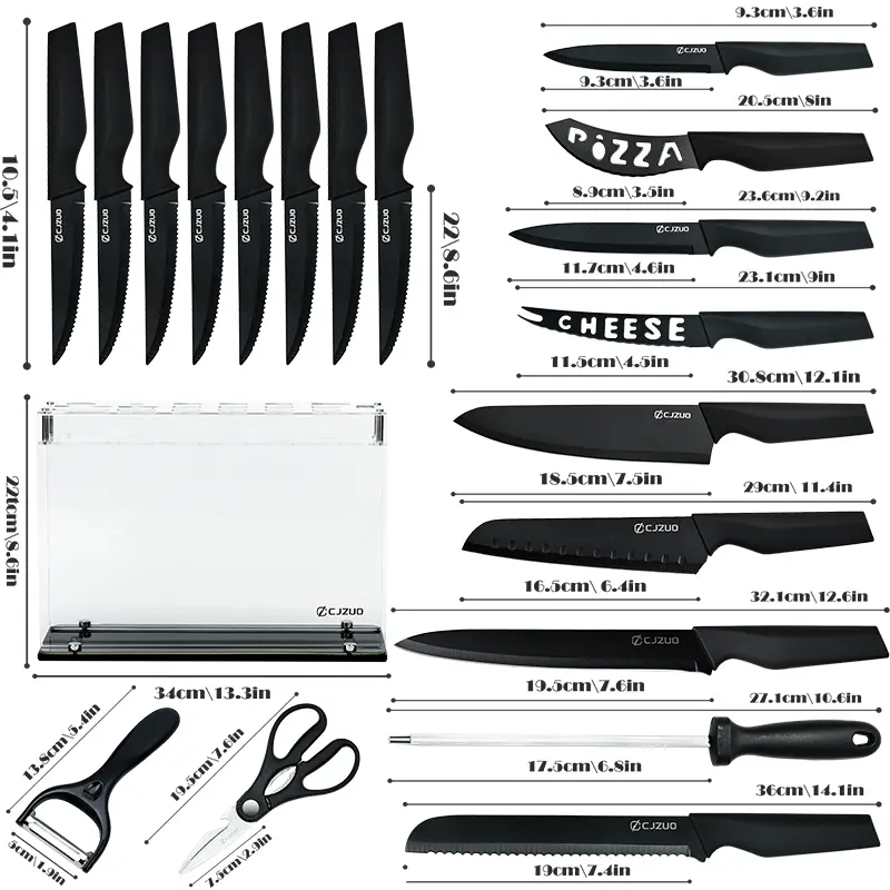 19 piece set (square knife holder)
