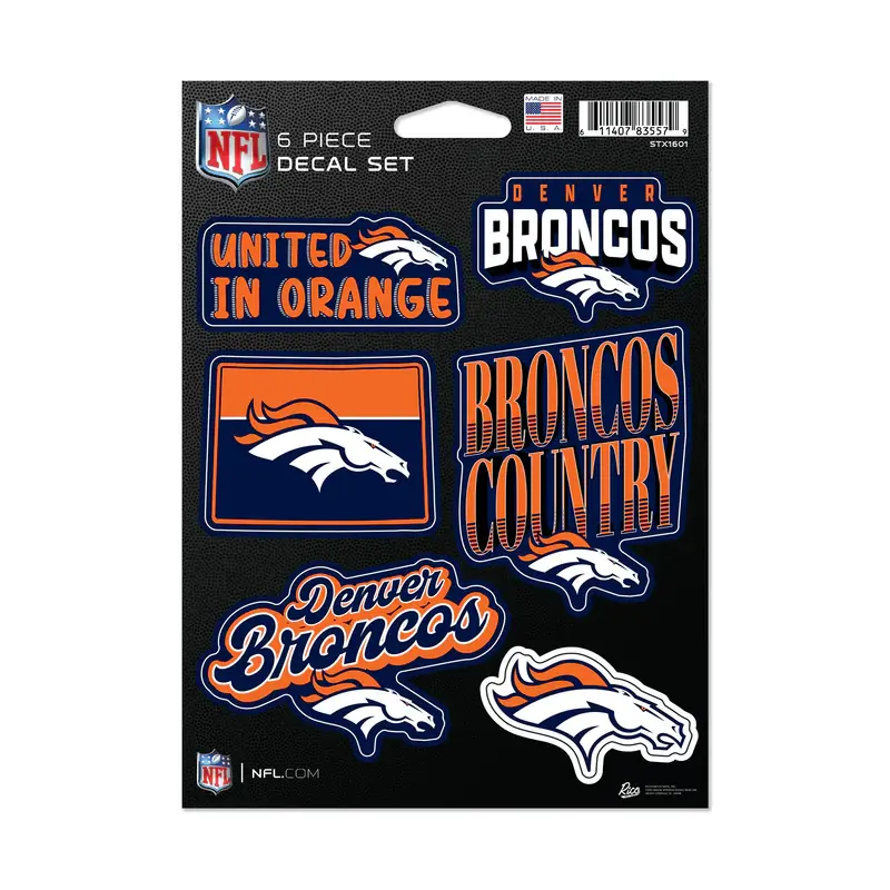 DENVER BRONCOS 6-PIECE DECAL SET