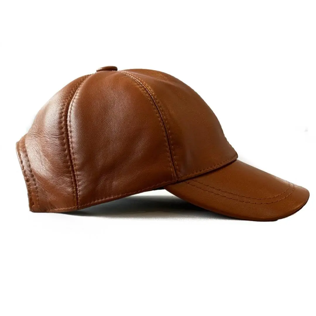 Unisex Genuine Leather Baseball Cap, Adjustable Lambskin Leather Winter Hat for Men and Women, White, Adjustable Baseball Cap, Unisex Baseball Cap