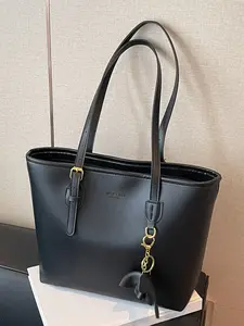 Simple classic   one-shoulder handbag,  one-shoulder bag with metal buckle  elephant pendant, casual  versatile fashionable handbag, commuting bag for college students, suitable for daily travel, shopping, etc., Commuter Bag