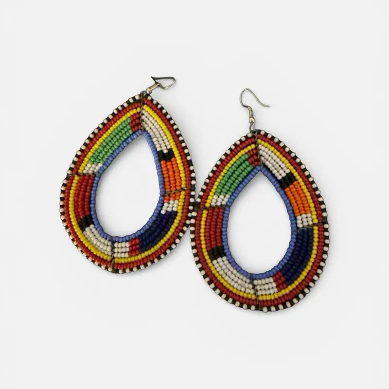 Colorful Beaded Teardrop Earrings - Handcrafted Ethnic Jewelry for Women