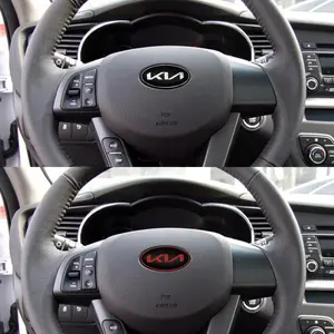 １PCS Car Logo Steering Wheel Decoration Badge Sticker GROUP Car Wheel Center Hub Cap Emblem Accessories For Kia K2 K3 K5 Rio Soul Sportage Car Interior Stickers Decoration Accessories