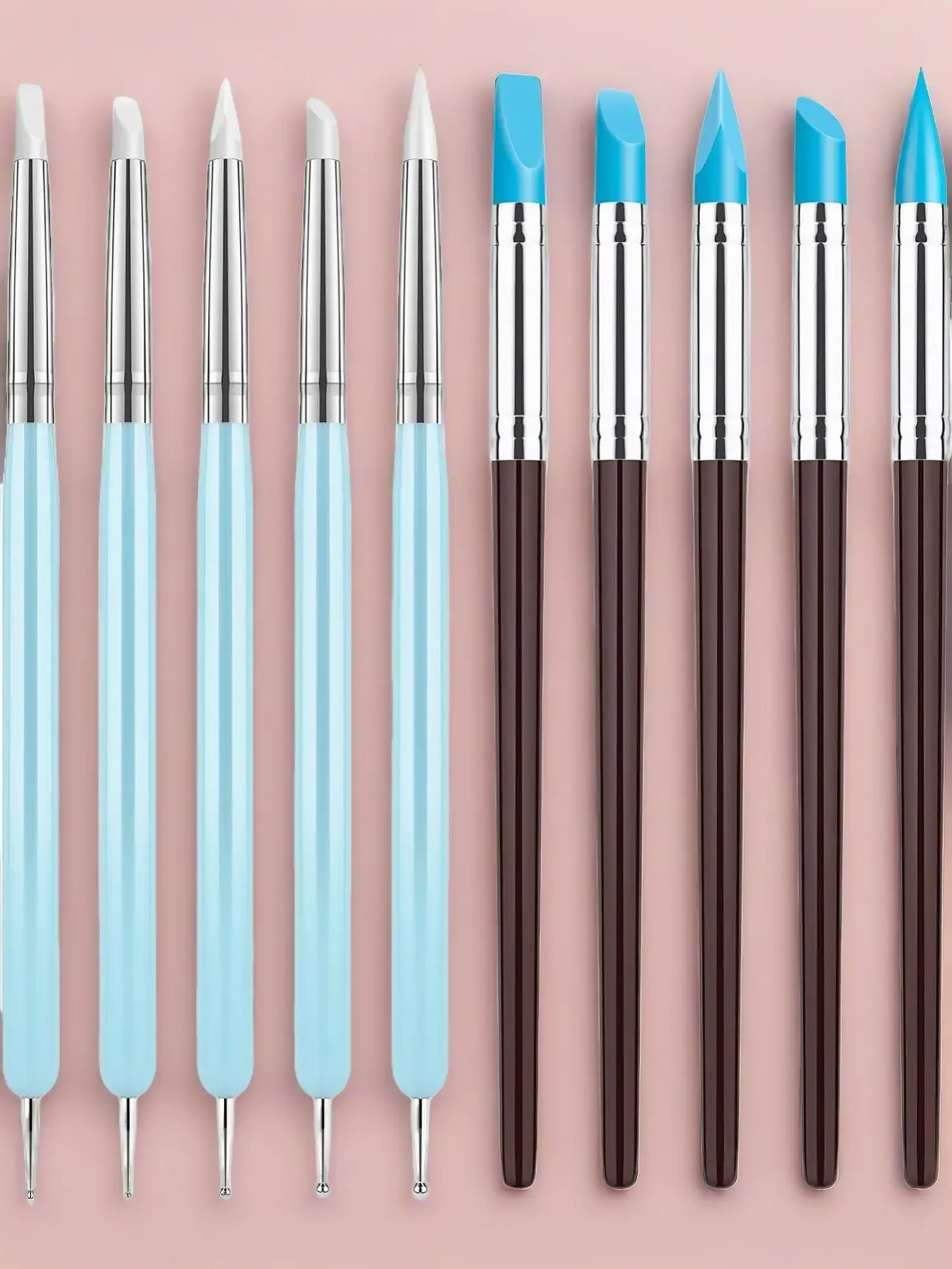 10Pcs Silicone Clay Sculpting Tool, Modeling Dotting Tool & Pottery Craft use for DIY Handicraft, Silicone Brush, Sculpture Pottery, Nail Art