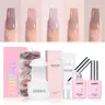 Aillsa Middle Mixed Press-On Nail Sets Kit (5-Pack Pre-Colored), Nail Care Supplies with 15g Solid Gel Glue, Mini UV Light, 15ml Base-Top Coat, Easy-to-Wear Spring-Summer Manicure Gifts for Women