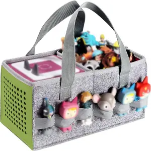 [Customer Favorite] Red Felt Portable Storage Bag for Audio Equipment & Dolls - Multi-Pocket Creative Music Carrier Tote Stuffed Animal Storage Space Saver Bags