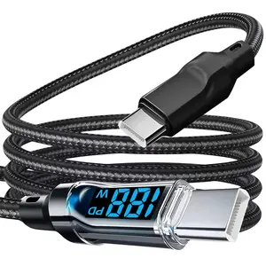 100w USB-C Fast Charging Cable, Type C Charging, Super Fast Charging, PD Digital Display, Compatible with Macbook, iPhone 16/15, Samsung, Xiaomi, High-Speed Data Transfer