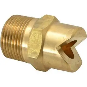 Brass Standard Fan Fog Nozzle with 3/4"-NF Male Thread Pipe Connection, 1/2" Orifice Diameter, 30° Spray Angle, 63.2 GPM at 100 PSI, Model 3/4NF40030@4