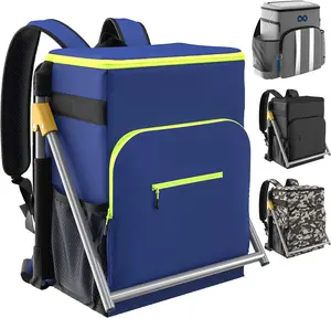 Insulated Cooler Backpack Chair with Built-In Folding Seat – Leakproof, Water-Resistant, Lightweight Soft Cooler Bag Holds 40 Cans – Portable for Beach, Picnic, Park, Camping, Tailgating, Travel, Outdoor Lunches, Hiking, Fishing, Festivals & More