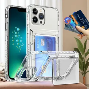 Suitable For iPhone 13 Pro Max / 13 Pro / 13 Wallet Clear Plastic Protective Phone Case with Credit Card Holder For iPhone 13pro Max 13Pro 13promax Cover Funda Coque