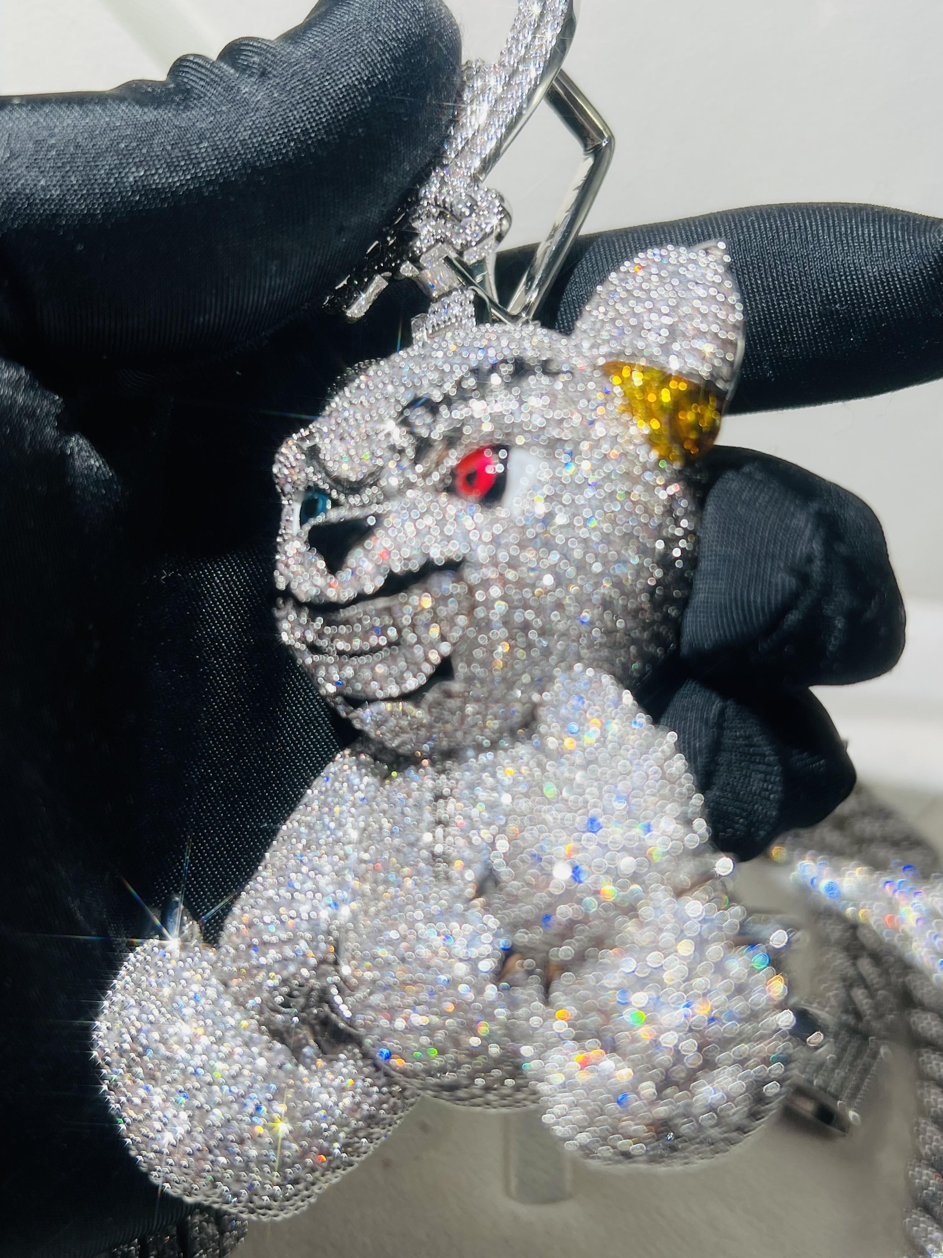 Retro Style Chilled Teddy 3D Luxury Personalized Custom Bear Pendant Silica Diamond Pass Tester Gold-Plated Luxury Pendant Jewelry