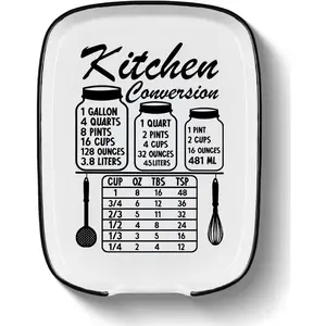 Large Ceramic Spoon Rest for Stove Top, Spoon Holder for Kitchen Counter, Cooking Utensil Rest with Measurement Conversion Chart, Farmhouse Kitchen Decor and Accessories for Cooking Lovers