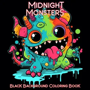 Midnight Monsters Black Background Coloring Book: Creepy Cute Monster Coloring Pages for Stress Relief and Relaxation (Midnight Black Background Coloring Books), Paperback