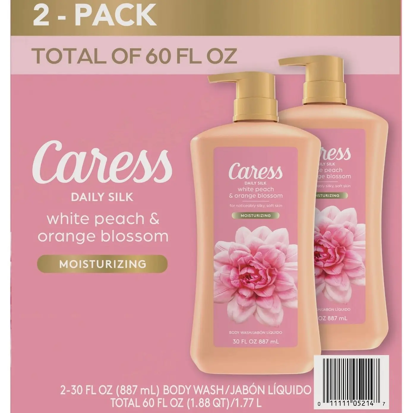 Caress Daily Silk Hydrating Body Wash, Peach & Orange Blossom, 30 Fl Oz (2 Pk)