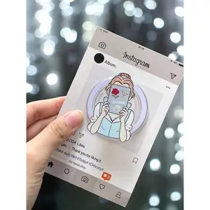 Aesthetic Book Lover Phone Grip – Minimalist Reader Illustration Stand for Bookish Girls, Cute Pastel Reading Accessory for Smartphones & Everyday Use