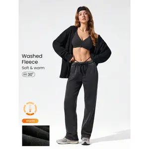GLOWMODE Everyday Fleece Oh So Cozy Soft Lightweight Warm Wide Leg Side Pockets Adjustable Drawstring Waist Joggers Sweatpants Autumn Winter Outdoors Daily Casual Wear