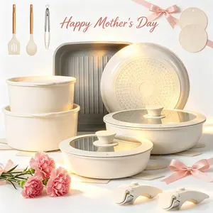 [OOAK Dishwasher safe]Kikcoin Nonstick Oven Safe pots pans set,detachable handle,From the stove to the table,Non-Toxic Ceramic,PFOA-Free,Lids,pots pans set complete 22Pcs Cookware Set,RV Cooking,Kitchen,Mother’s Day gift