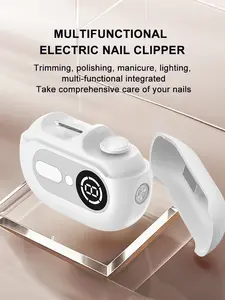 4-in-1 Electric Nail Clipper & Grinder | Compact Rechargeable Manicure Tool for Smooth Nails | Gentle Nail File & Polisher Gift for Halloween Self Care, Home Salon & Travel Use -- Customized