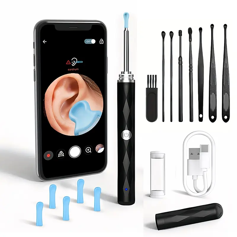 Smart Earwax Removal Tool for Adults, USB Rechargeable Visible Ear Cleaner, Built-In Battery, Safe and Easy Operation, Includes Spare Tips, Ear Cleaning Tool