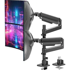 Dual  Arm for Max 49" Ultrawide Screens up to 44 lbs, Heavy Duty Extra Tall  Desk , Vertical Stacked Adjustable Dual  , VESA  75x75mm/100x100mm