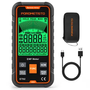 POROMETISTO ET02 3-in-1 EMF Meter Detector, Smart Digital EMF/RF/EF Reader with Large Color Screen, Find Hidden Radiation from 5G, WiFi, Cell Phone, Home Appliances for House & Office Health Safety