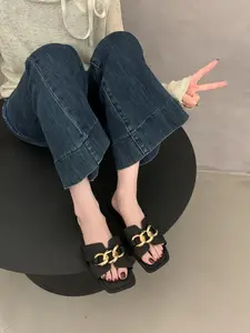 Latest Fashion Gold Chain Slipper, Trendy High-End Comfort, Unlock Lazy Elegance Instantly, Must-Have Shoe for Stylish Looks