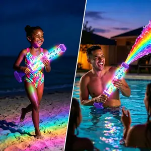 LED Light Up Water Blaster Gun, Lighted Squirt Water Toy for Pool Beach Party Supplies, Glowing Water Soaker Blaster for Kids Adults Summer Outdoor Night Party Games