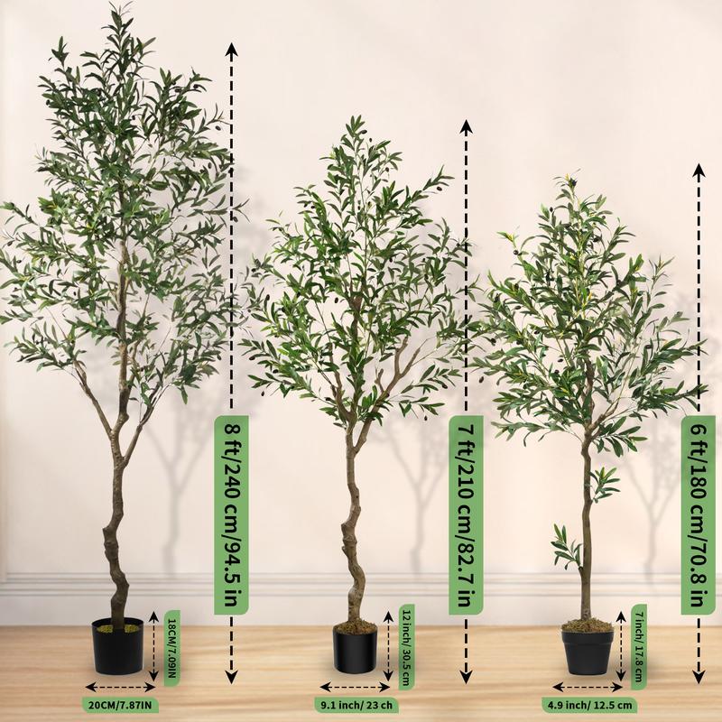 Artificial Olive Tree, Fake Indoor Plants , 6/7/8 Feet Tall- Realistic Large Simulated Potted Tree - Vintage Modern Home Decor For Home Office, Bedroom And Living Room, Thanksgiving Decoration