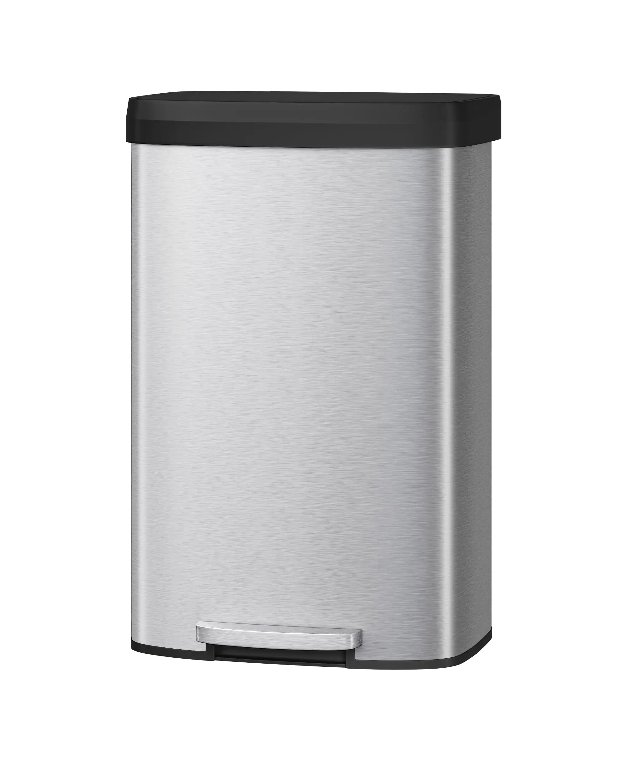 Garvee Upgraded 21 gal / 80 L Stainless Steel Trash Can with Lid, Large Garbage Can for Kitchen, Rustproof Step-on Kitchen Metal Trash Bin with Liner Rim, Rear Handle, Soft Close Plastic Lid, Silver