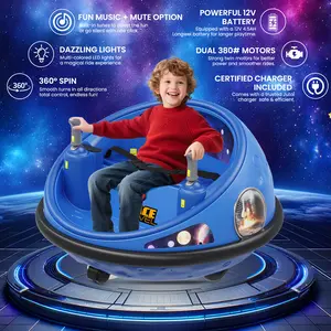 Garvee Ride on Electric Bumper Car for Kids & Toddlers, 12V 2-Speed 360° Spin Ride on Car with Remote Control, Lights & Music, Space Theme Electric Bumper Car Toy Gifts for Boys & Girls Ages 1-5