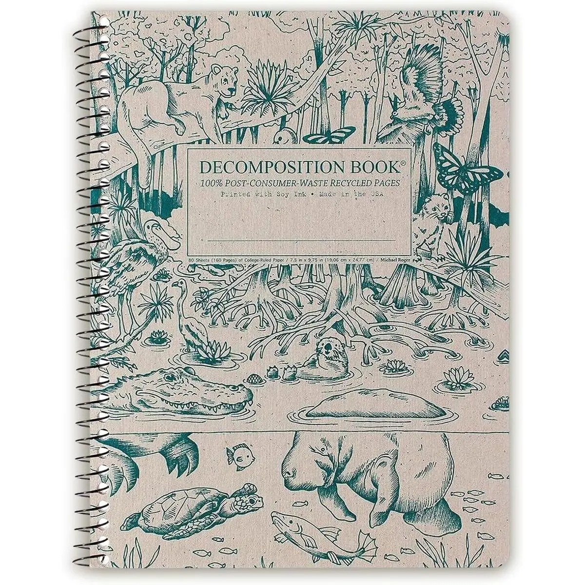 Everglades College Ruled Spiral Notebook - 9.75 x 7.5 Journal with 160 Lined Pages - 100% Recycled Paper - Notebooks for School Supplies, Home & Office - Made in USA