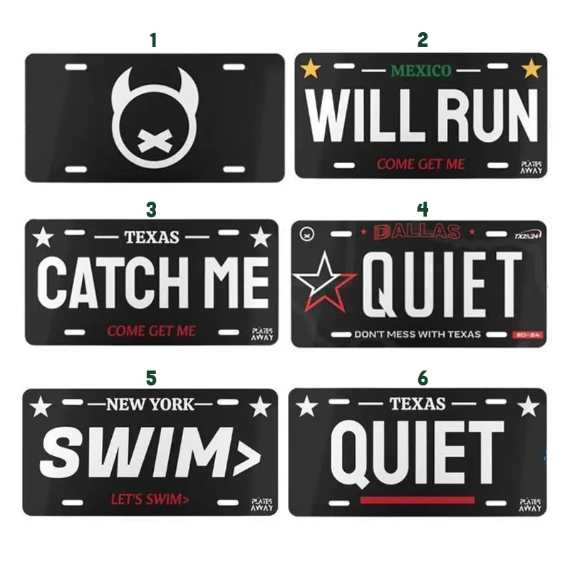 Quite, Catch Me, SWIM>, Will Run License Plate, Car Accessory, 12" x 6", 100% Aluminum, Includes 4 Pre-Drilled Holes, Assembled in the USA