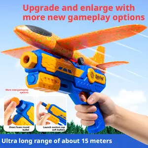 Kids Foam Plane Launcher Toy Outdoor Fun Flying Toy for Boys Girls Park Beach Games Birthday Gift