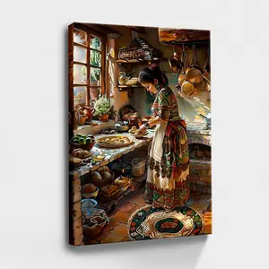 Wrapped Framed Canvas Wall Art Decor, Vintage Prints Poster, Country Style Mexican Kitchen Print, Mexican Restaurant Decor, Home Living Room Bedroom Ofice Wall, Birthday Party, Hanging Hardware Included - Framed, Vertical Gifts Decoration Artwork Artistic