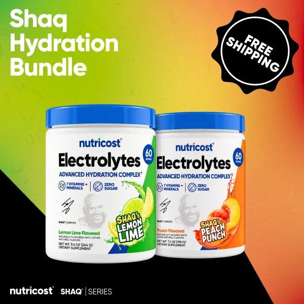 Shaq's Hydration Bundle - Nutricost Electrolyte Powder Advanced Hydration - Shaq's Lemon Lime & Shaq's Peach Punch