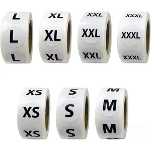 3500 count Clothing Size Stickers - 7/8" Round Self-Adhesive Labels for T-Shirts & Retail, 7 Sizes (XS, S, M, L, XL, XXL, XXXL)