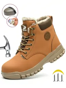 Men Women Comfortable Steel Toe Safety Shoes, Anti-Collision Waterproof Work Boots, High-Top Insulated Industrial Protective Footwear