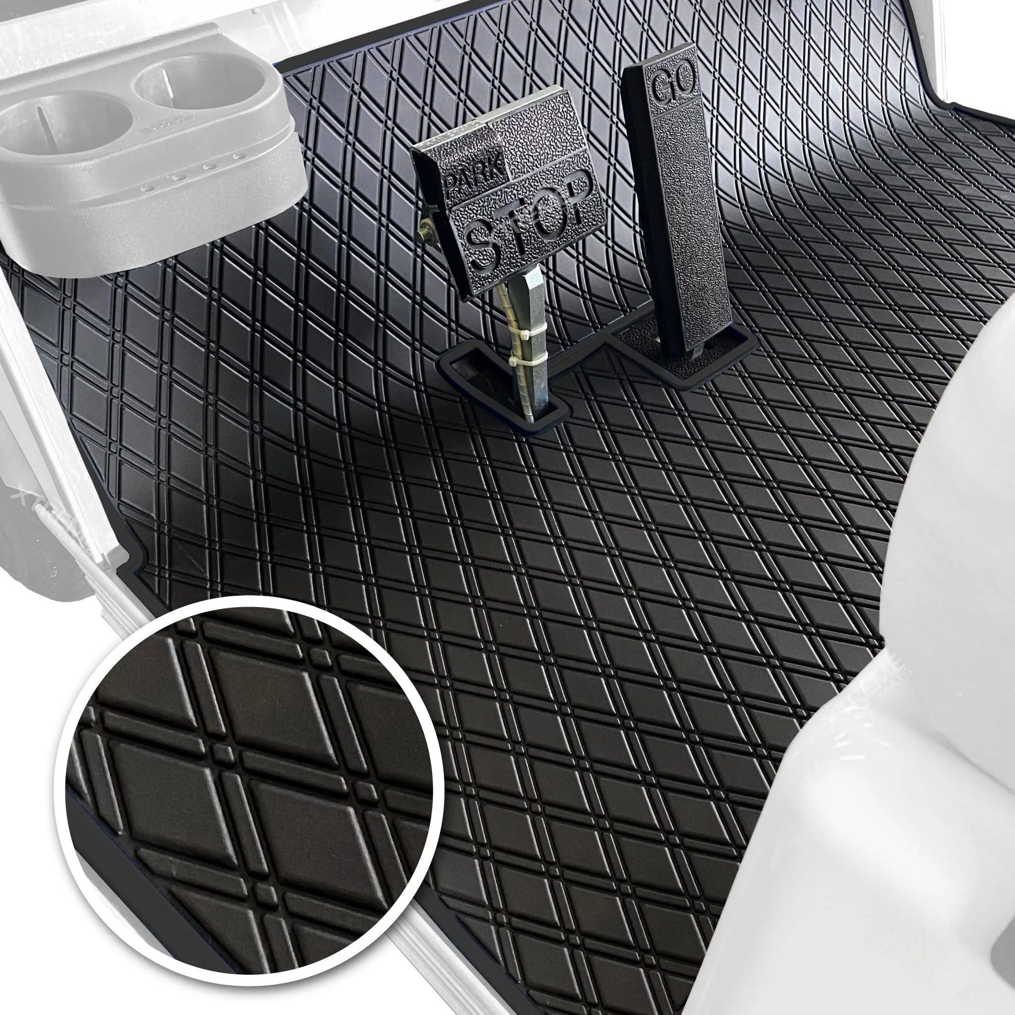 Club Car Compatible Golf Cart Mat  Full Coverage Rubber Floor Liner - Fits Ds (1982-2013) And Villager (1982-2018)