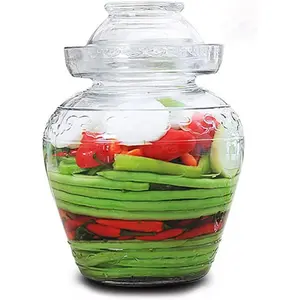 Glass Jar with Lid 2.5 Liter Fermentation Jar Wide Mouth Large Fermenting Kit Crock with Water Seal Airlock Lid Pickle Jar for Pickles Kimchi Sauerkraut Kombucha Wine Brewing
