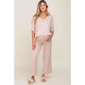 Taupe Cropped Pant Maternity Set