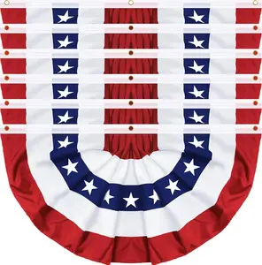 4 Pack 3x6 FT American Bunting Flag, USA Pleated Fan Flag Patriotic Half Fan Banner 4th of July Decorations Outdoor Memorial Day Decor Fourth July Independence Day Outside Red White and Blue Decor