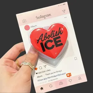 Abolish ICE  Fuck ICE - Retro Heart Button Set, Social Justice Statement MagSafe Holder - Protest Art Phone Ring for Human Rights Activists
