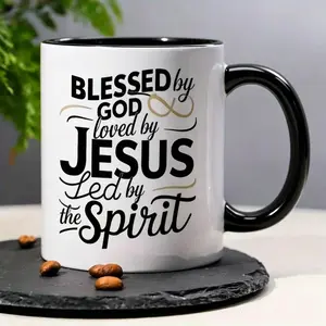 God Bless, JUSES Loved, Ceramic Teacup, Novelty Cup, Perfect Christian Birthday Gift, New Year, Valentine's Day Gifts