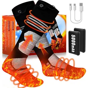 Heated Socks, Rechargeable Thermal Heated Socks for Men, Winter Clothing Warm Socks for Women, 4 Levels Heating Compression Socks, Washable Foot Warmer for