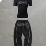 Men's Sportswear Set, High Elasticity Round Neck Short Sleeves & Tight-Fitting Pants, Casual Street Style, Suitable for All Seasons