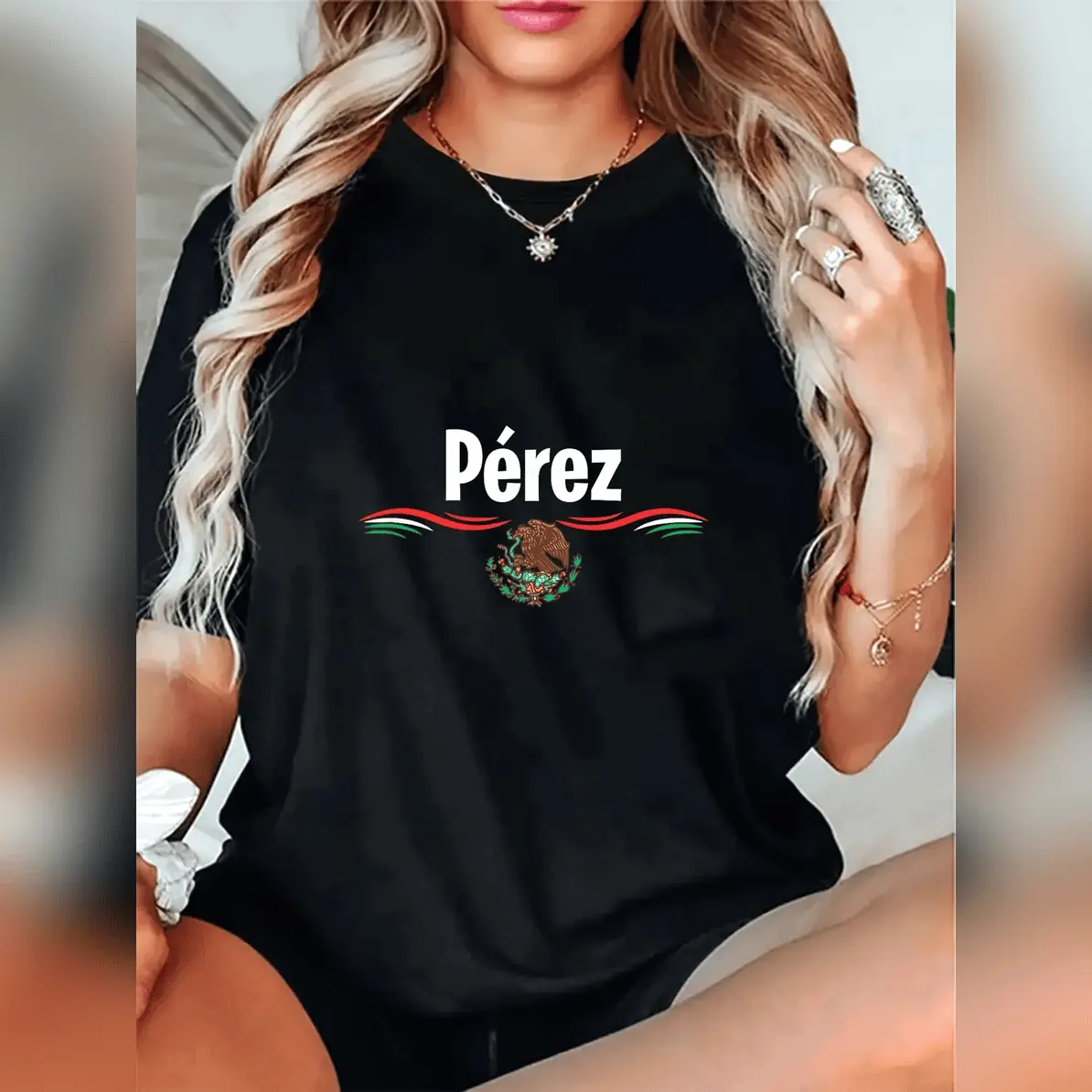 100% Cotton Unisex Mexico Flag T Shirt Spanish Day Of Birth Name Perez T-Shirt All-Season Cotton T-Shirt